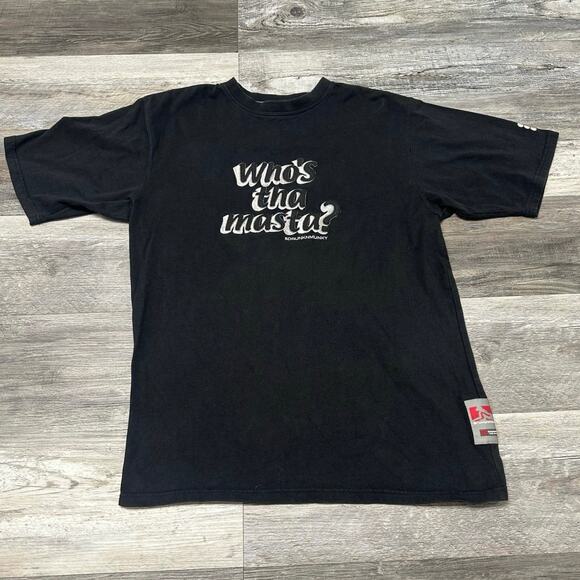 Vintage Drunknmunky Who's‎ tha masta? Black White Mens Large Graphic T-Shirt - Picture 1 of 10
